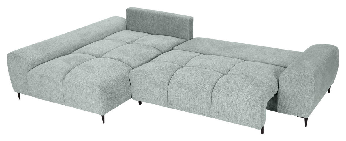 ECKSOFA Hellgrau Flachgewebe  - Hellgrau/Schwarz, KONVENTIONELL, Textil/Metall (180/295cm) - Carryhome