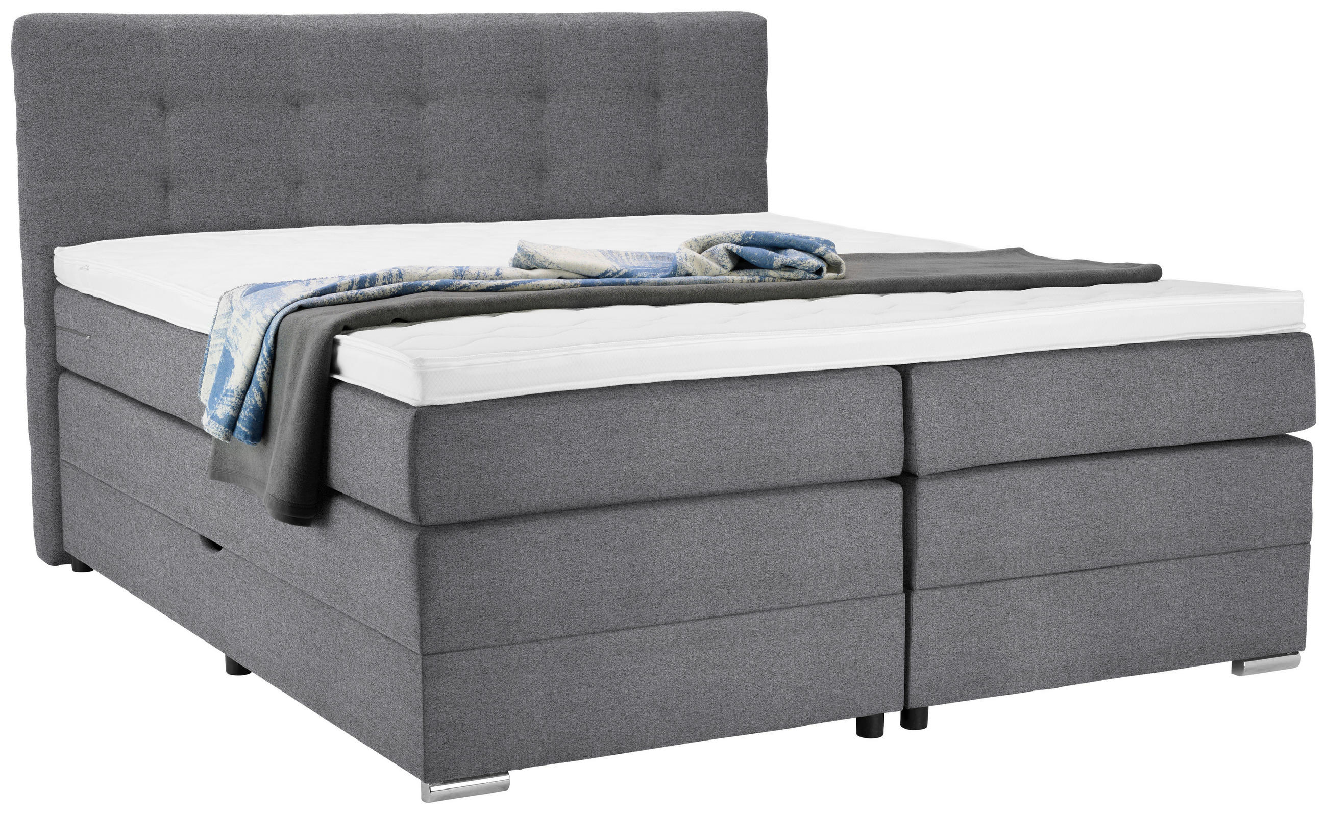 BOXSPRINGBETT 160/200 cm  in Hellgrau  - Silberfarben/Hellgrau, KONVENTIONELL, Holz/Holzwerkstoff (160/200cm) - Moderano