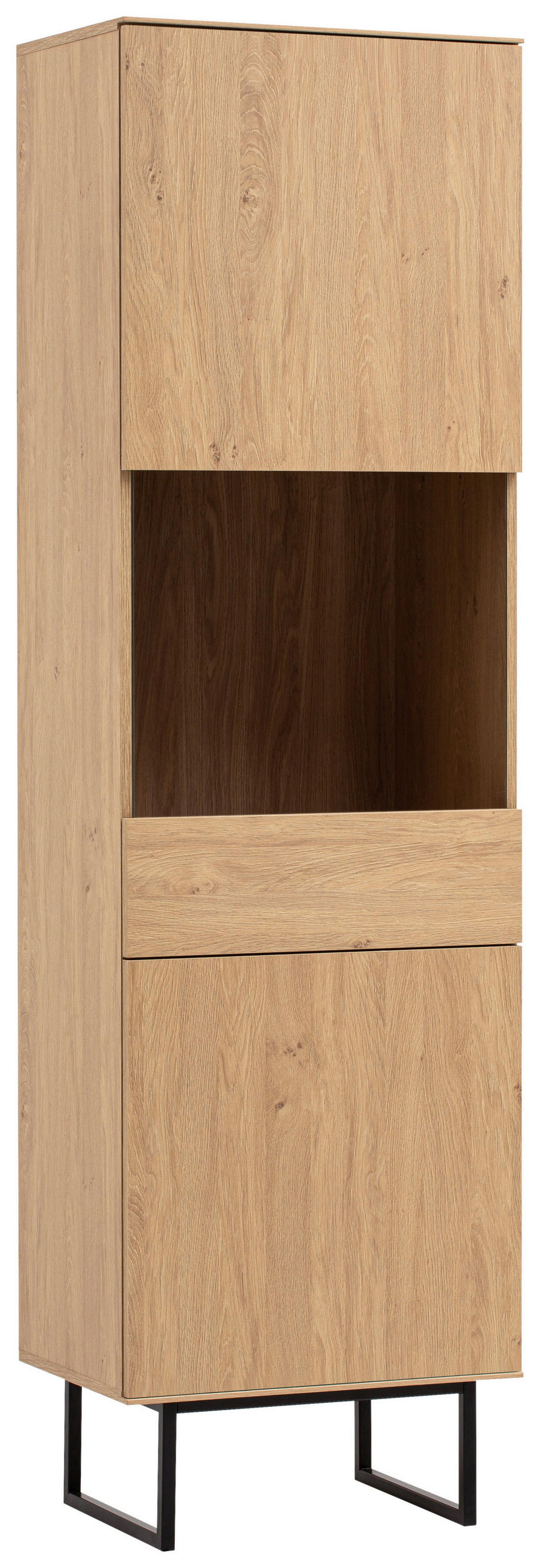 VITRINE  in Eichefarben  - Eichefarben/Schwarz, Design, Glas/Holzwerkstoff (58/200/40cm) - Modante