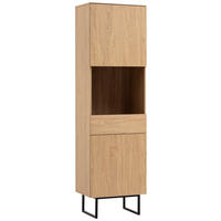 VITRINE  in Eichefarben  - Eichefarben/Schwarz, Design, Glas/Holzwerkstoff (58/200/40cm) - Modante