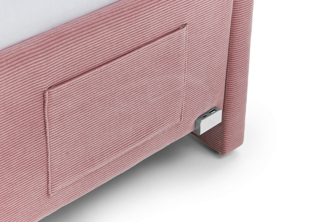 POLSTERLIEGE Cord Rosa  - Eichefarben/Birkefarben, KONVENTIONELL, Holz/Textil (120/200cm) - Stylife