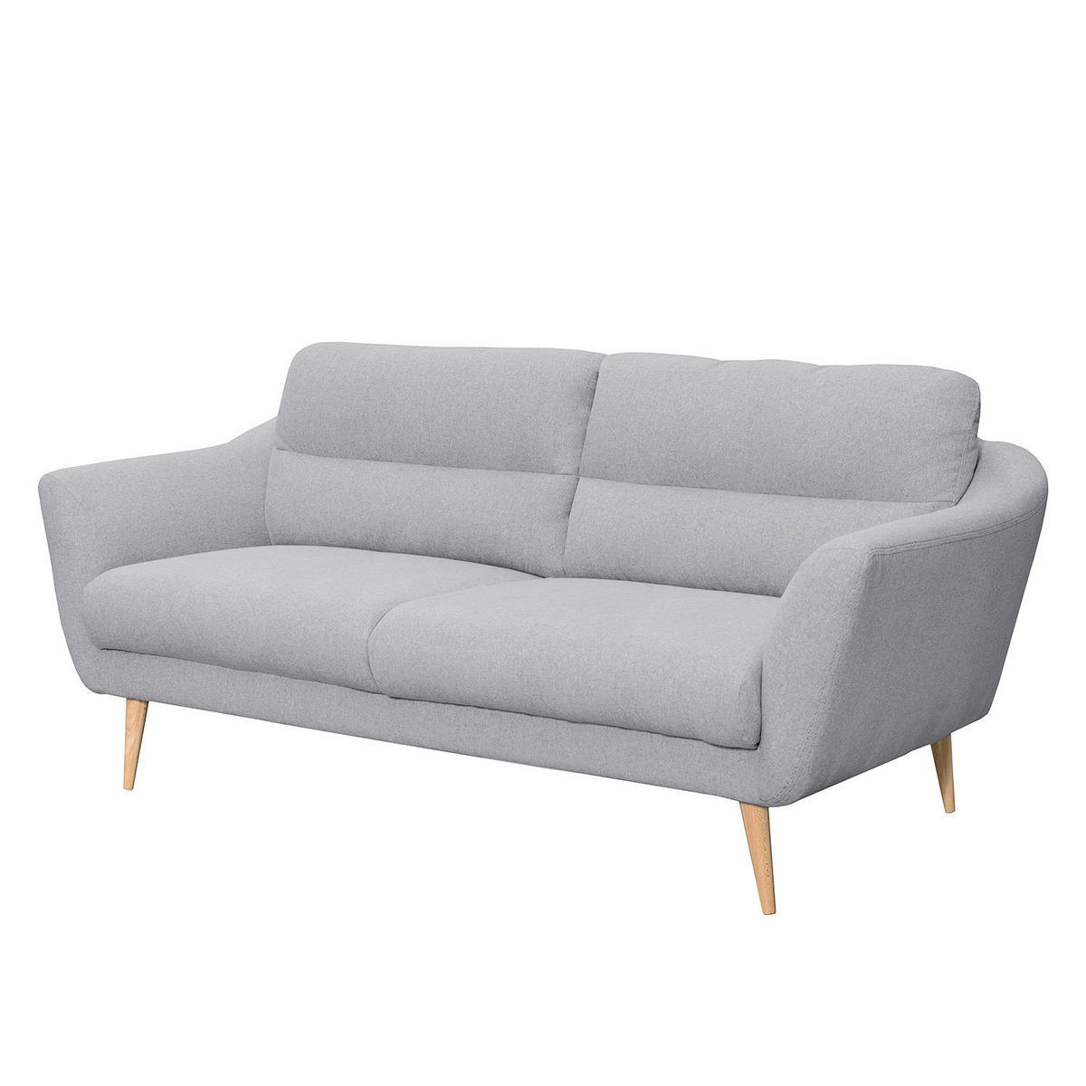 2,5-SITZER Webstoff Hellgrau  - Buchefarben/Hellgrau, Design, Holz/Textil (187/87/88cm) - Livetastic