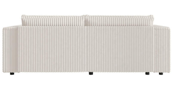 ECKSOFA Creme Cord Zierkissen, Rückenkissen, Schlaffunktion, Rücken echt  - Creme/Schwarz, MODERN, Kunststoff/Textil (153/250cm) - Xora