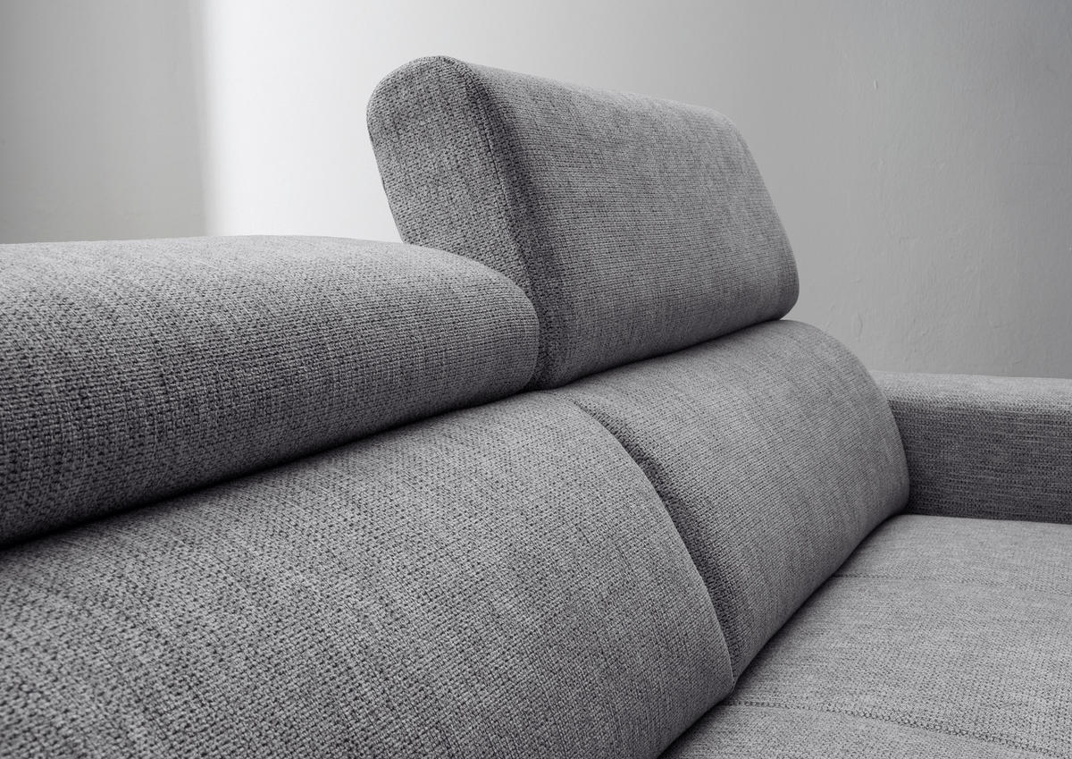 ECKSOFA Dunkelgrau Chenille  - Dunkelgrau/Schwarz, KONVENTIONELL, Textil/Metall (188/276cm) - Livetastic