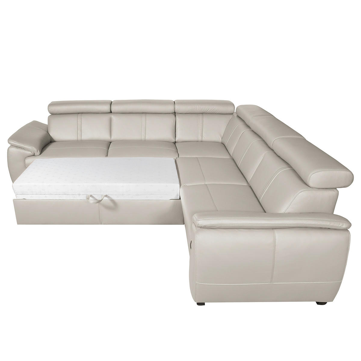 ECKSOFA  in Echtleder Platinfarben  - Platinfarben/Wengefarben, Design, Leder/Holz (265/265cm) - Livetastic
