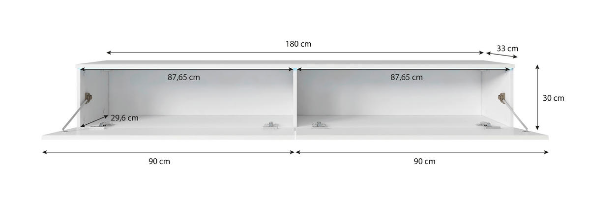 LOWBOARD  in 180/30/33 cm  - Kastanieneichefarben/Anthrazit, Trend, Holzwerkstoff/Kunststoff (180/30/33cm) - MID.YOU