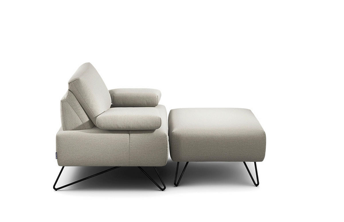 SESSELSET in Chenille Naturfarben  - Schwarz/Naturfarben, Design, Textil/Metall (114-142/85/86-94cm) - SENSOO