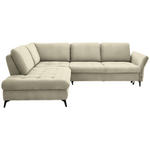 ECKSOFA in Flachgewebe Creme  233/288 cm  - Creme/Schwarz, Natur, Textil/Metall (233/288cm) - Valnatura