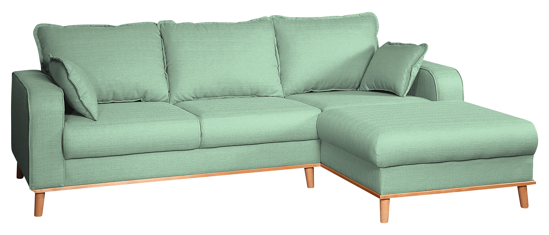 ECKSOFA Beata Mintgrün Mikrofaser  - Wengefarben/Mintgrün, Design, Holz/Textil (230/150cm) - Livetastic