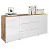 SIDEBOARD Vera  in 150/67,9/39,5 cm  - Weiß Hochglanz/Eiche Wotan, LIFESTYLE, Holzwerkstoff/Kunststoff (150/67,9/39,5cm) - P & B