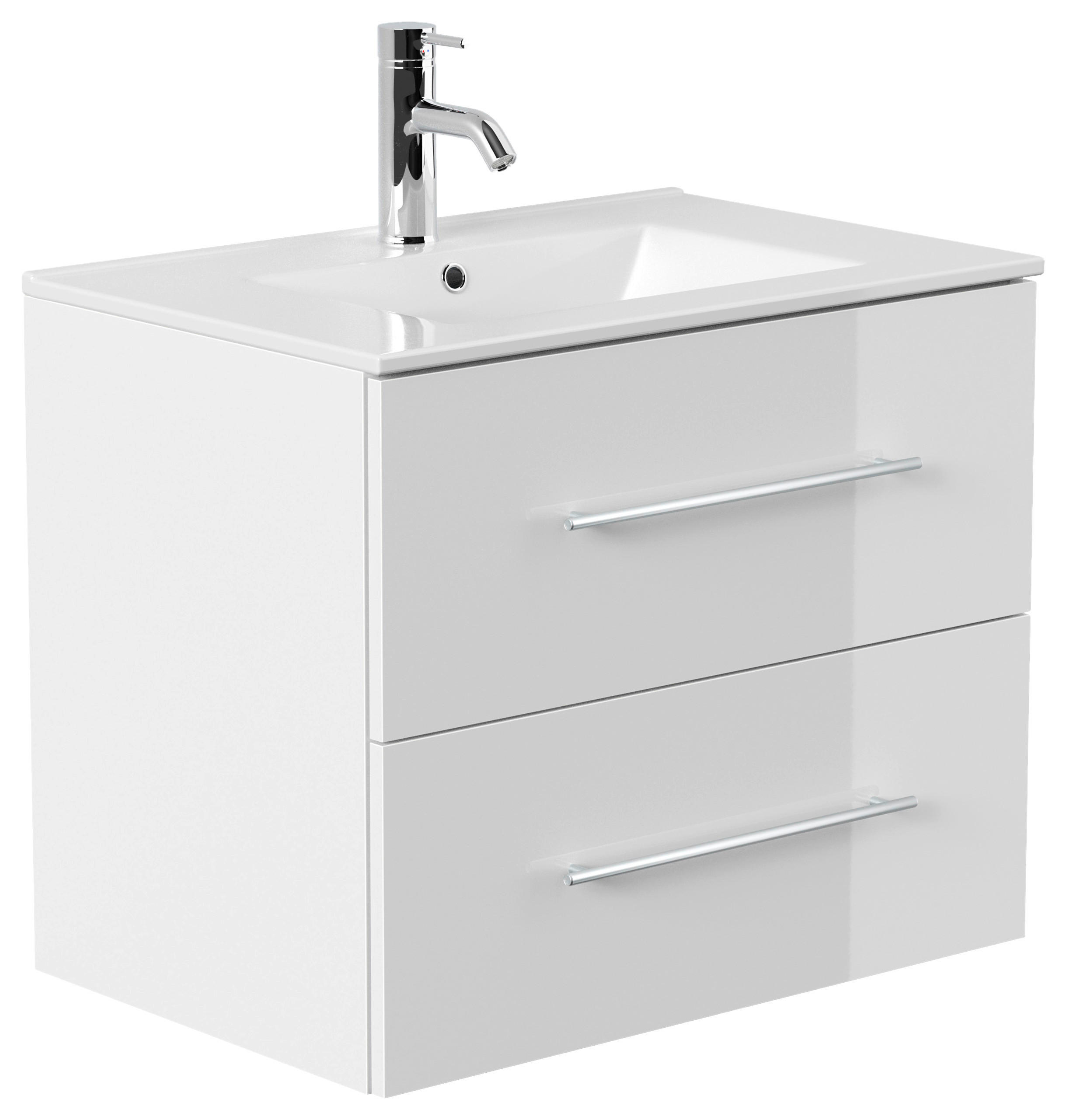 TVÄTTSTÄLL MED KOMMOD 71 cm vit högglans /71 cm