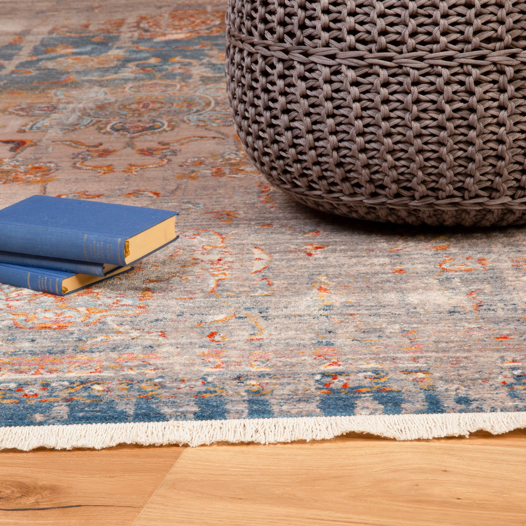 WEBTEPPICH 120/170 cm My Laos Blau, Creme, Cognac  - Blau/Cognac, Design, Textil (120/170cm) - Obsession