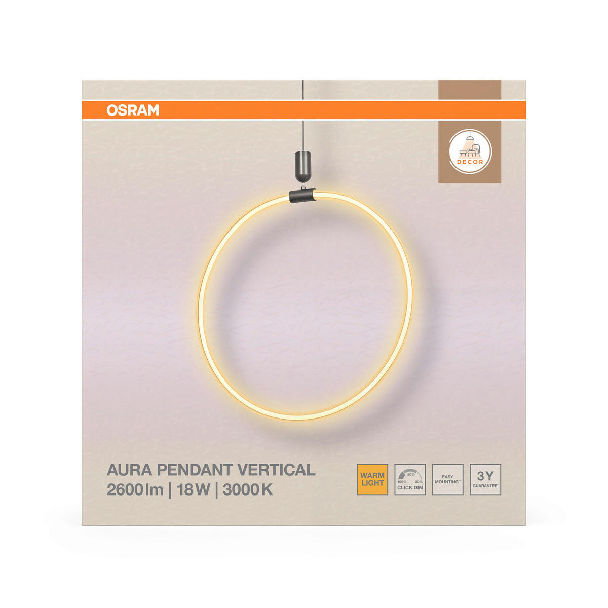 LED-HÄNGELEUCHTE 49.8/70 cm  - Dunkelgrau, Design, Kunststoff (49.8/70cm) - Osram