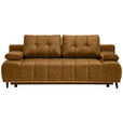 SCHLAFSOFA Clive in Webstoff Honig  - Schwarz/Honig, Design, Holz/Textil (206/77-87/102cm) - Novel
