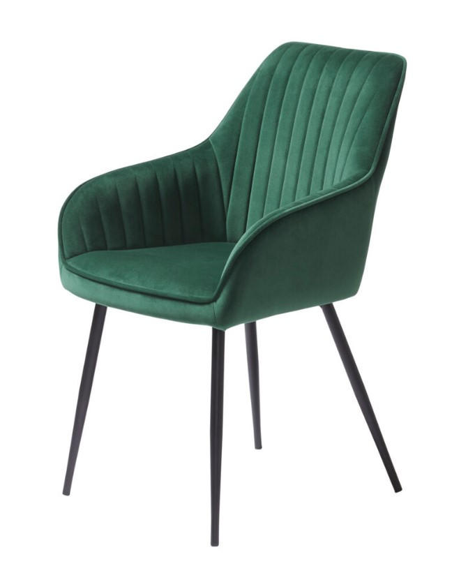 STOL MED ARMSTÖD sammet  - svart/mörkgrön, Design, metall/textil (58/84/59cm) - Best Price