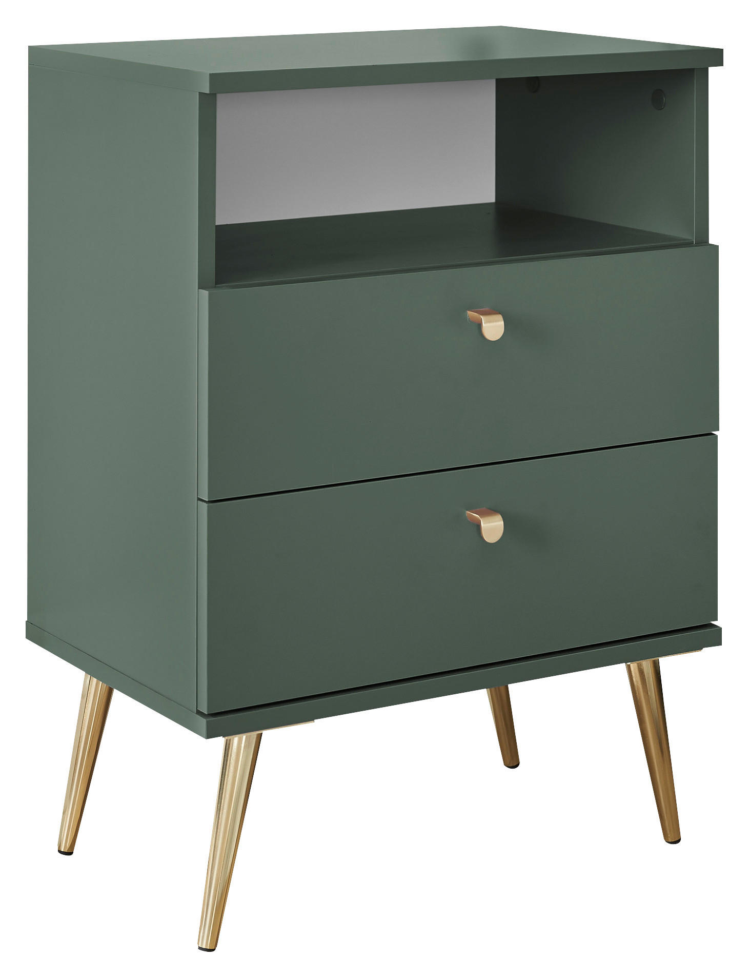 Noptieră, 50/70/34 cm, verde - verde/alămiu, Konventionell, metal/material pe bază de lemn (50/70/34cm) - Carryhome