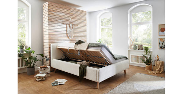 POLSTERBETT 160/200 cm  in Creme  - Eichefarben/Birkefarben, Design, Holz/Textil (160/200cm) - Xora