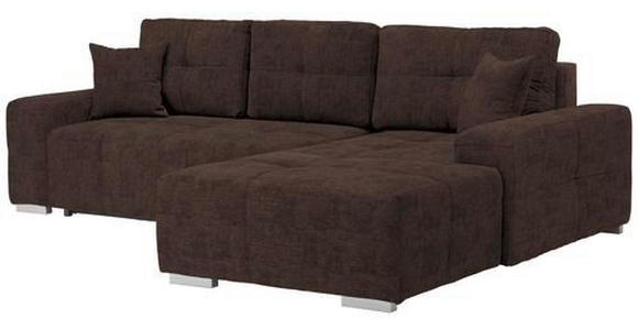 ECKSOFA in Webstoff Dunkelbraun  - Dunkelbraun/Silberfarben, Design, Kunststoff/Textil (280/194cm) - Carryhome