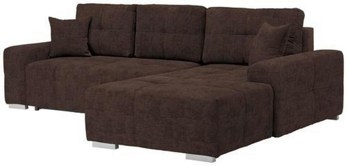 ECKSOFA Dunkelbraun Webstoff  - Dunkelbraun/Silberfarben, Design, Kunststoff/Textil (280/194cm) - Carryhome