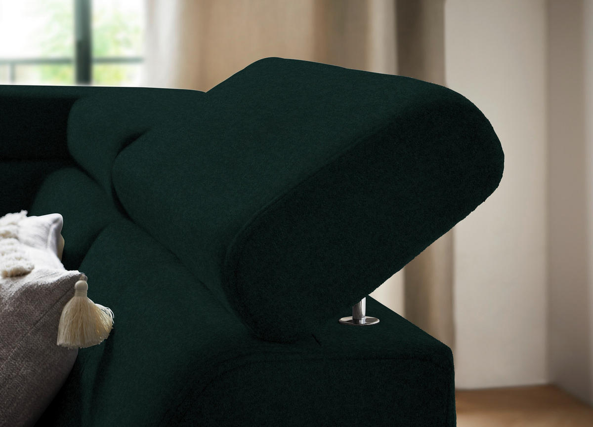 ECKSOFA in Mikrofaser Waldgrün  - Waldgrün/Schwarz, Design, Textil/Metall (260/203cm) - Stylife