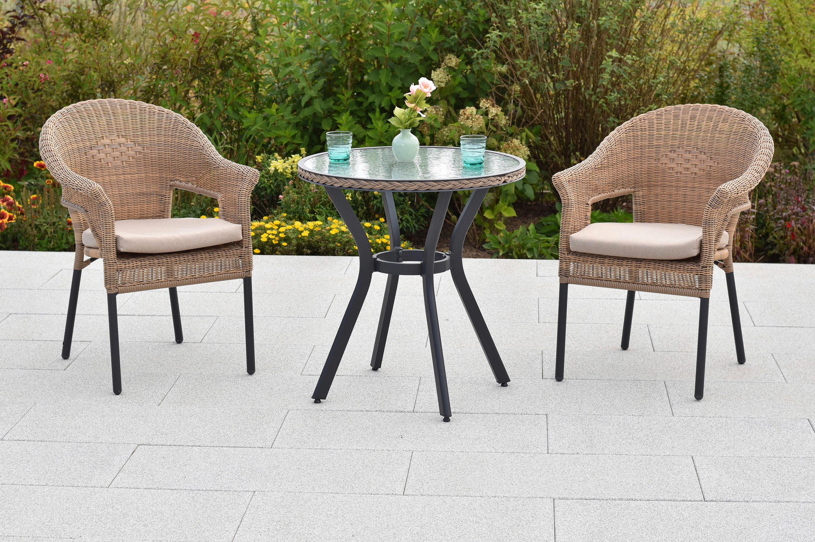 GARTENSET 5-teilig Aluminium 5-teilig  - Graphitfarben/Naturfarben, MODERN, Kunststoff/Textil - Gardenson