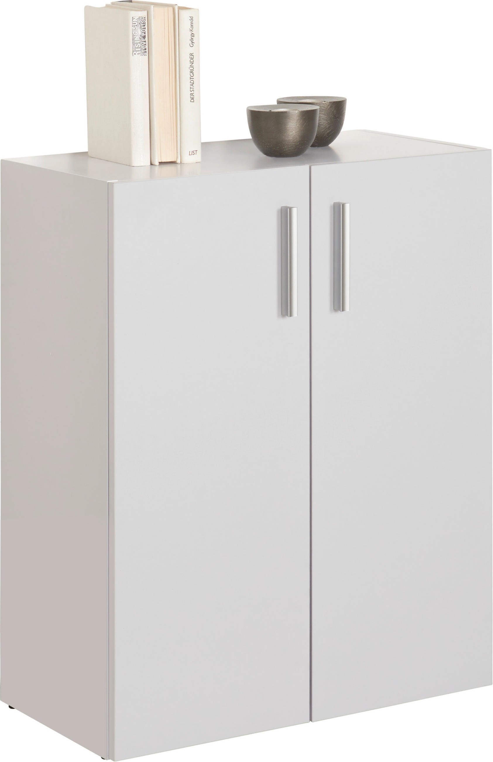 KOMODA, bela - aluminij/črna, Design, umetna masa/leseni material (60/76,8/33,6cm) - Carryhome