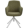 ARMLEHNSTUHL  in Edelstahl Flachgewebe  - Edelstahlfarben/Olivgrün, Design, Textil/Metall (60/88/64cm) - Novel