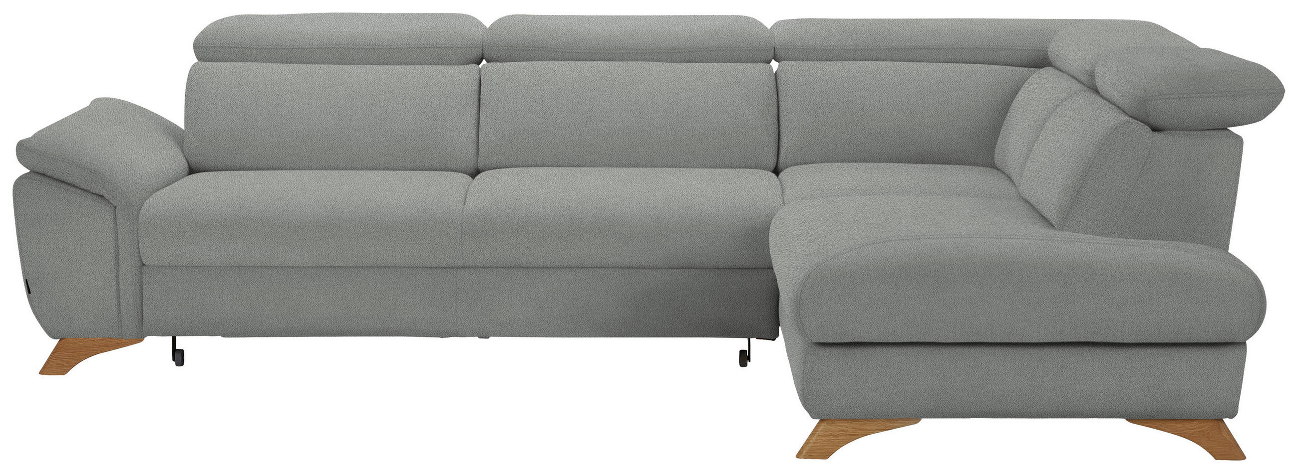 ECKSOFA in Flachgewebe Hellgrau  - Eichefarben/Hellgrau, Modern, Holz/Textil (287/212cm) - Valnatura
