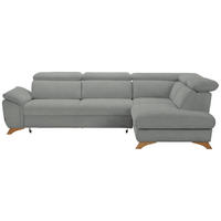 ECKSOFA in Flachgewebe Hellgrau  - Eichefarben/Hellgrau, Modern, Holz/Textil (287/212cm) - Valnatura