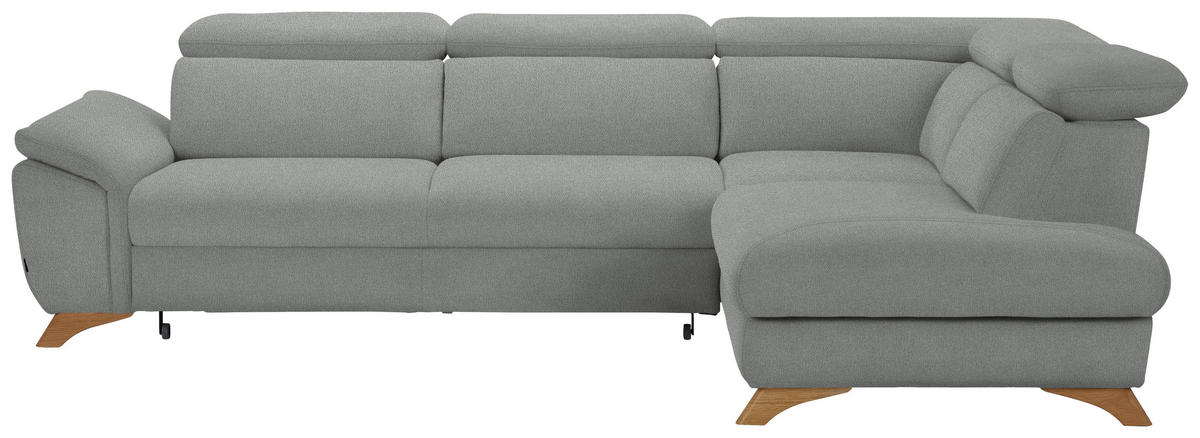ECKSOFA in Flachgewebe Hellgrau  - Eichefarben/Hellgrau, Modern, Holz/Textil (287/212cm) - Valnatura