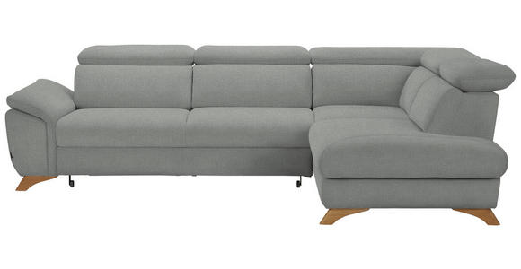 ECKSOFA in Flachgewebe Hellgrau  - Eichefarben/Hellgrau, MODERN, Holz/Textil (287/212cm) - Valnatura