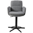 BARHOCKER Webstoff Grau Eisen Sitzfläche 360° drehbar  - Schwarz/Grau, Design, Textil/Metall (55/92-117/54cm) - Novel