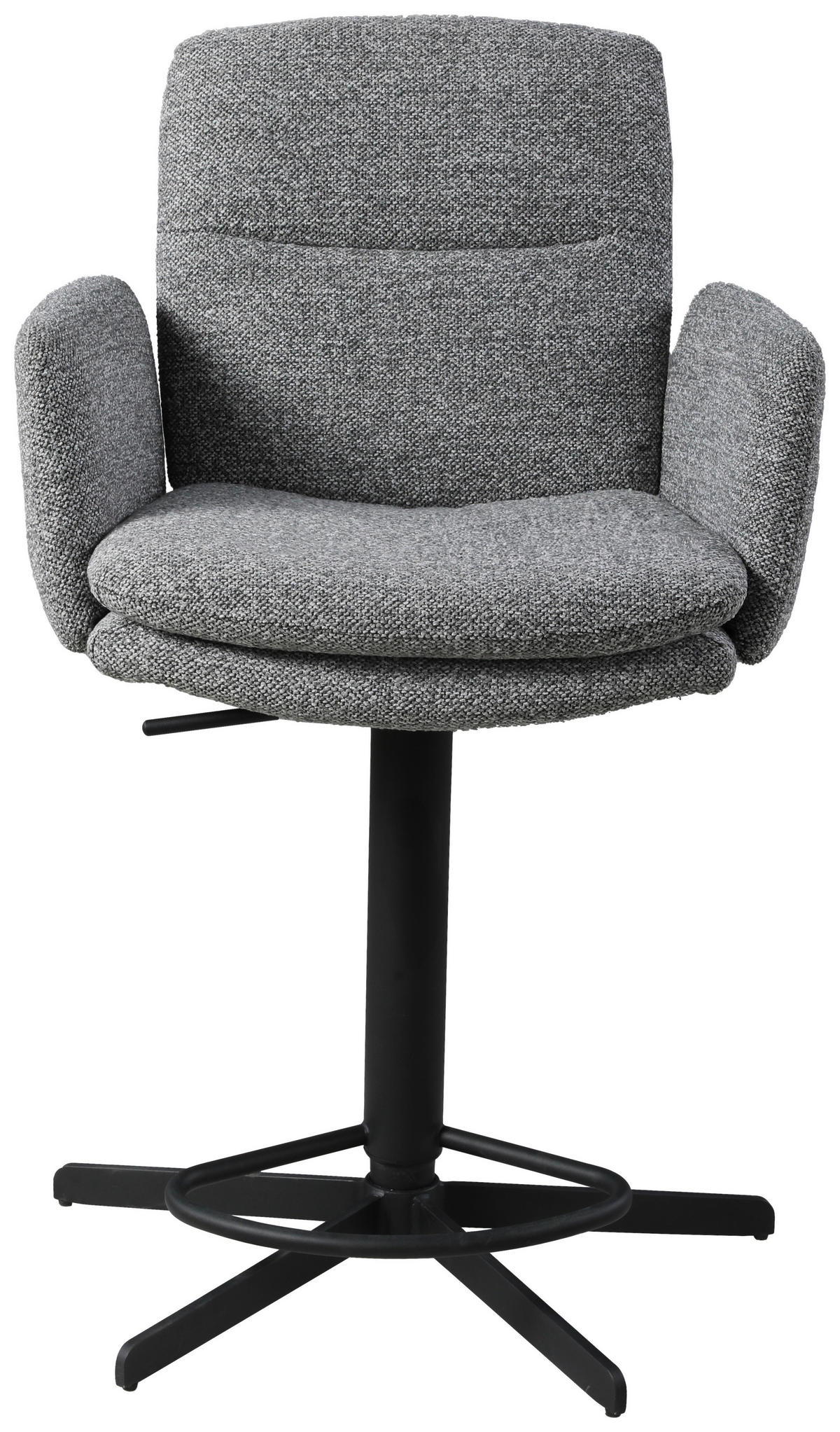 BARHOCKER Webstoff Grau Eisen Sitzfläche 360° drehbar  - Schwarz/Grau, Design, Textil/Metall (55/92-117/54cm) - Novel