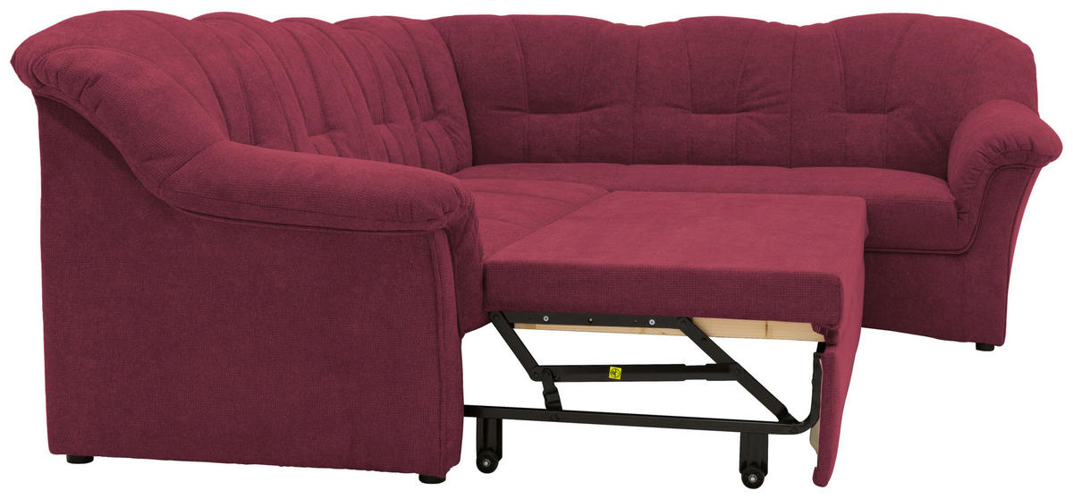 ECKSCHLAFSOFA  Beere Mikrofaser  - Beere/Schwarz, KONVENTIONELL, Kunststoff/Textil (243/192cm) - MID.YOU
