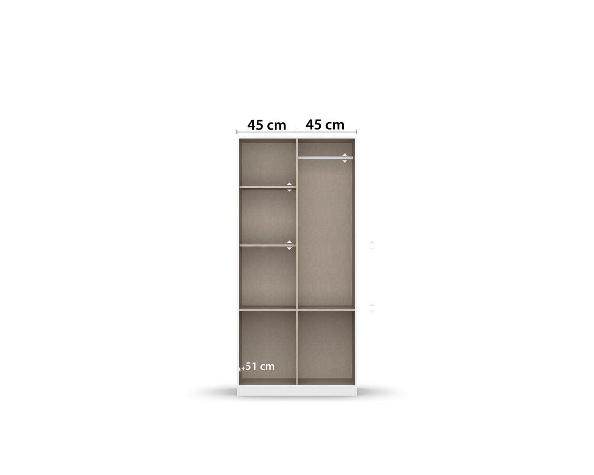 DREHTÜRENSCHRANK 91/197/54 cm 2-türig Eiche Artisan, Grau  - Chromfarben/Eiche Artisan, MODERN, Holzwerkstoff/Kunststoff (91/197/54cm) - Rauch Möbel