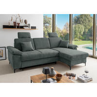 ECKSOFA Chenille Dunkelgrün  - Dunkelgrün/Schwarz, Konventionell, Textil/Metall (245/151cm) - Livetastic