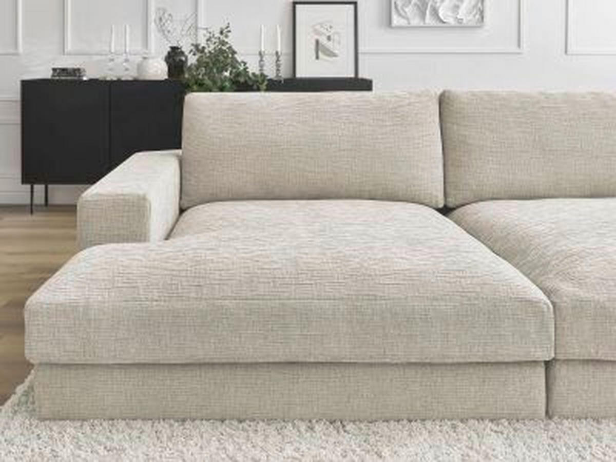 BIGSOFA LEONARD Struktur Beige  - Beige/Schwarz, MODERN, Kunststoff/Textil (274/77/159cm)