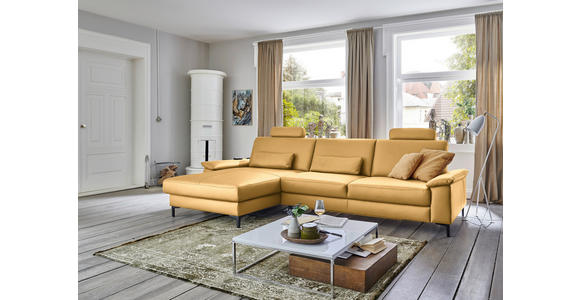 ECKSOFA  in Echtleder Gelb  176/334 cm  - Gelb/Schwarz, Design, Leder/Metall (176/334cm) - Dieter Knoll