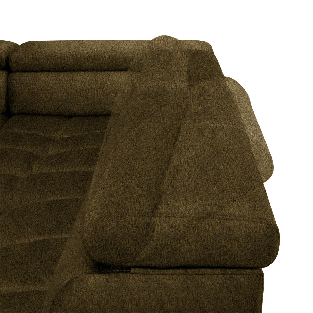 WOHNLANDSCHAFT in Samt, Webstoff Olivgrün  - Schwarz/Olivgrün, Design, Textil/Metall (177/385/216cm) - Welnova