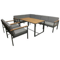 DINING-LOUNGESET  - Grau/Akaziefarben, MODERN, Holz/Textil (260/205cm) - Ambia Garden