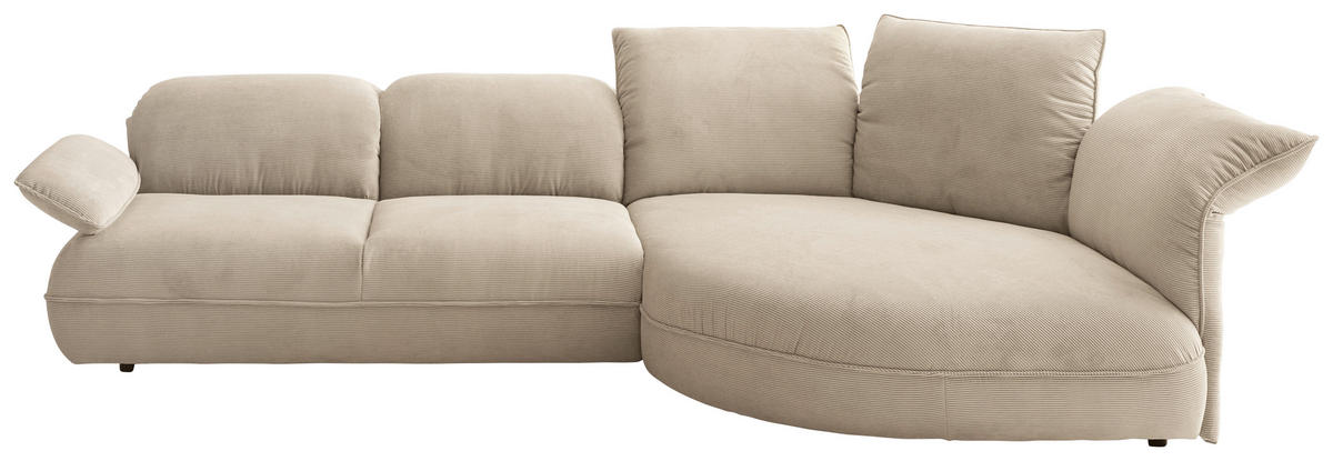 ECKSOFA Cord Beige  - Beige/Schwarz, Design, Kunststoff/Textil (343/154cm) - Koinor