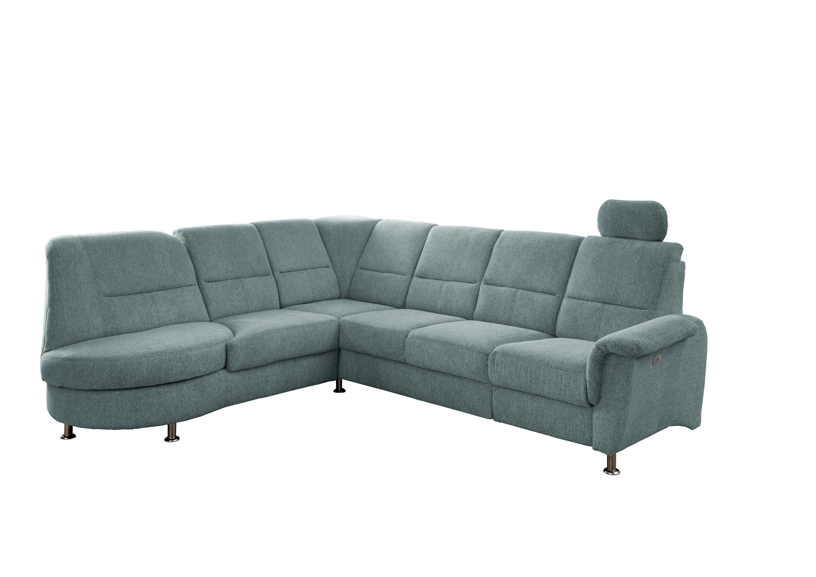 ECKSOFA in Chenille Blau  - Chromfarben/Blau, Modern, Textil/Metall (236/275cm) - Livetastic