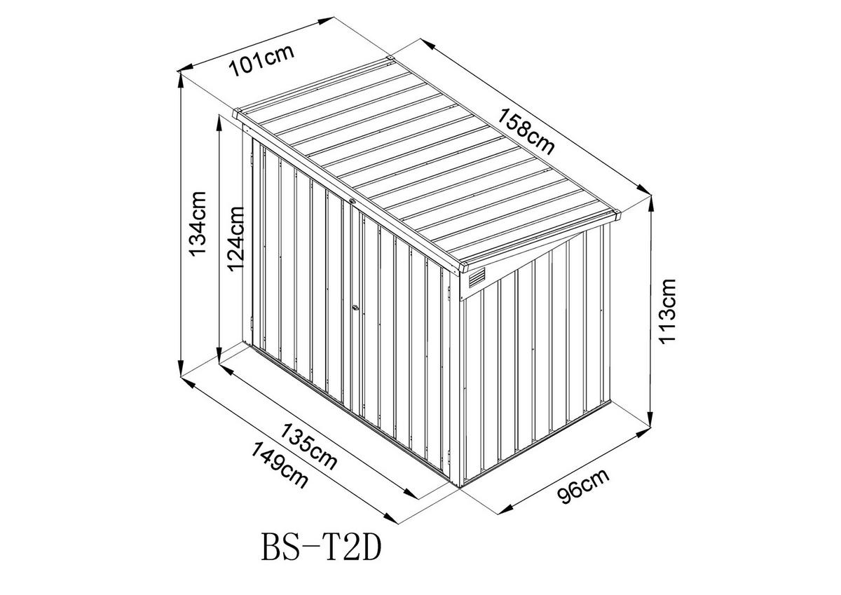 BOX NA SMETNÉ NÁDOBY   - antracitová, Basics, kov (158/134/101cm)