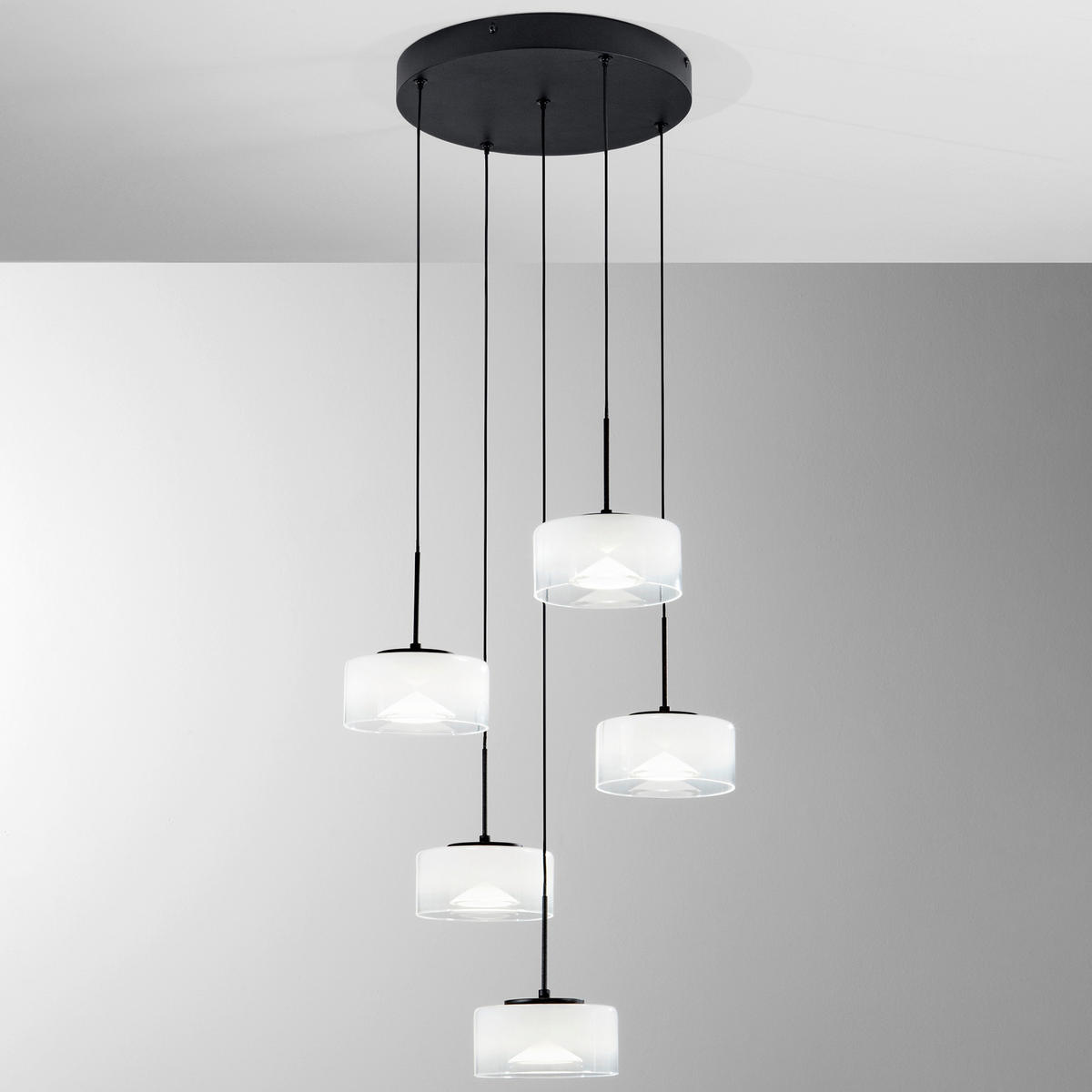 LED-PENDELLEUCHTE Luce Ambiente e Design 44/200 cm   - Transparent/Schwarz, Trend, Kunststoff/Metall (44/200cm)