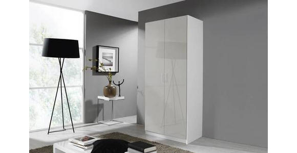 DREHTÜRENSCHRANK in Weiß, Hellgrau - Chromfarben/Hellgrau, Design, Holzwerkstoff/Kunststoff (47/197/54cm) - Carryhome