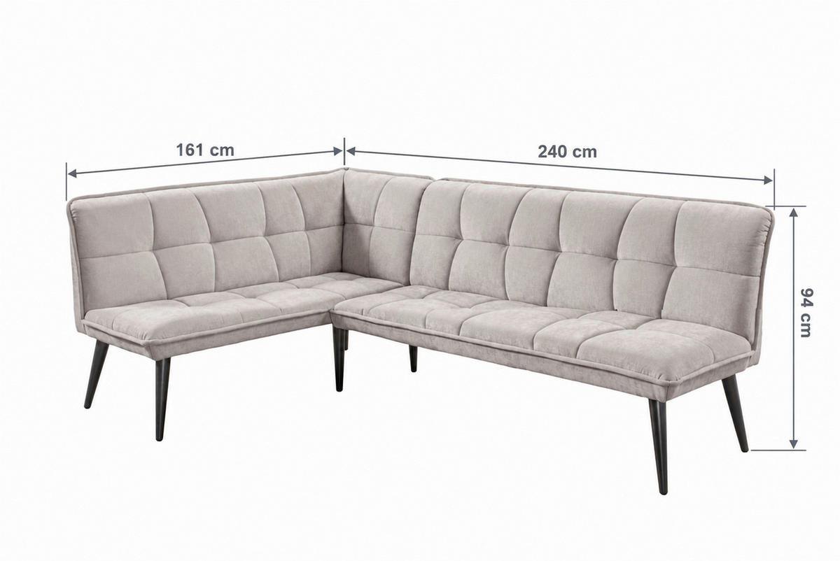 KLUPA KUTNA  boje pijeska  drvo, tekstil, drvni materijal      - boje pijeska/crna, Moderno, drvni materijal/drvo (240/161cm) - Livetastic