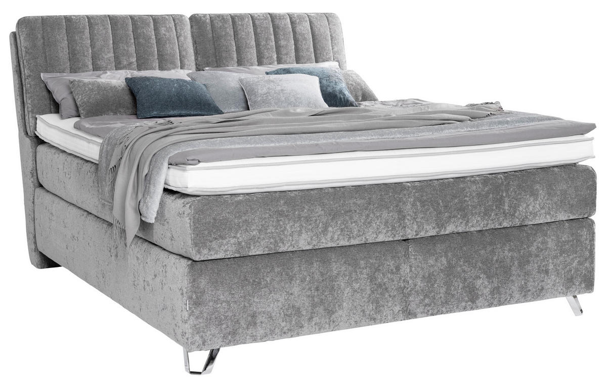 BOXSPRINGBETT 180/200 cm  in Grau  - Silberfarben/Grau, KONVENTIONELL, Textil (180/200cm) - Ambiente