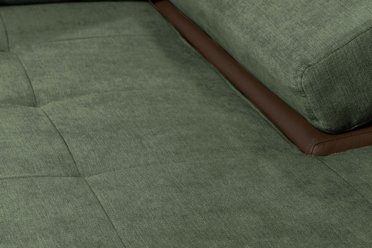 SEDEŽNA GARNITURA, gladka tkanina olivno zelena , rjava  - barve niklja/olivno zelena, Design, umetna masa/tekstil (271/175cm) - Xora