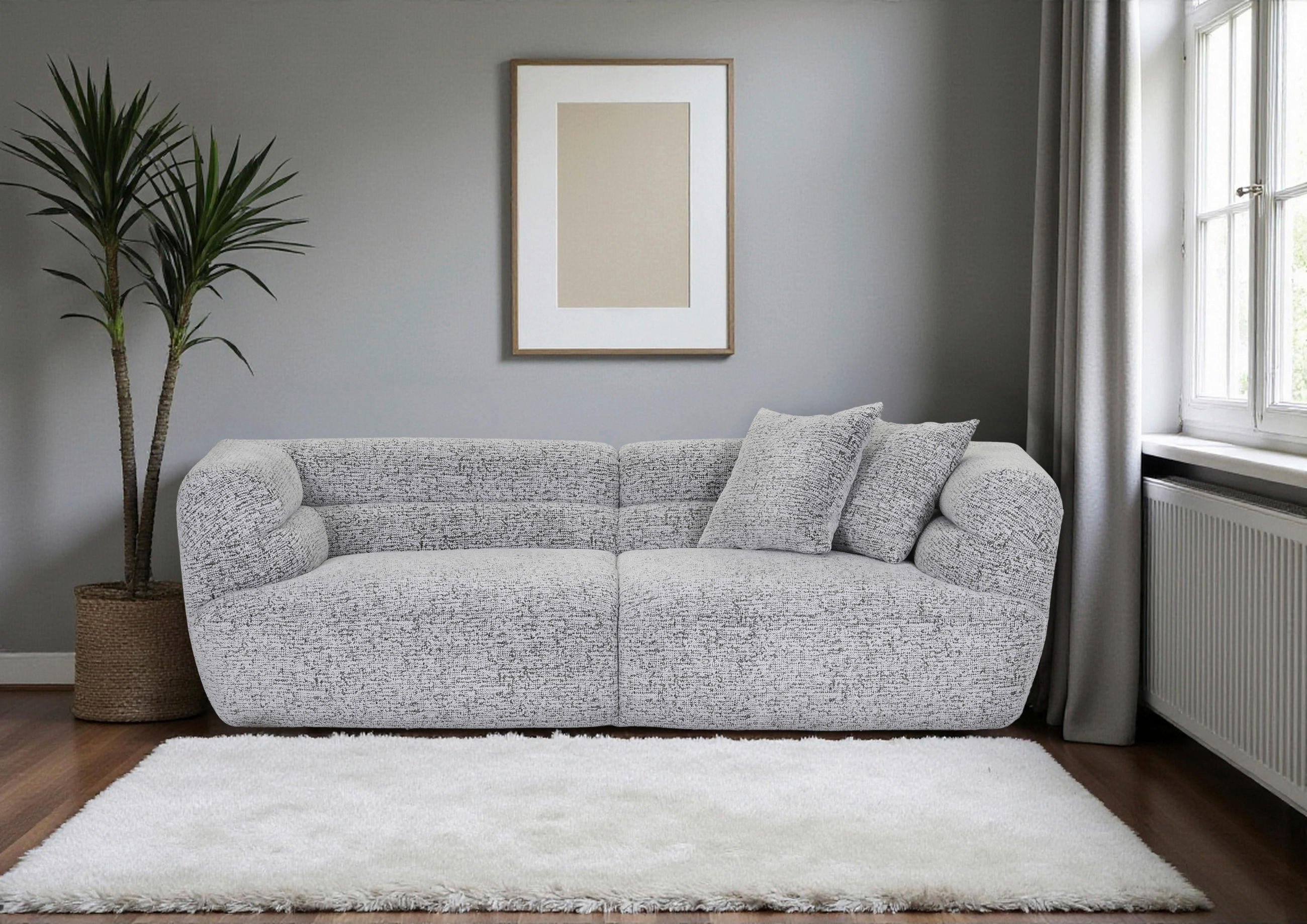 BIG SOFFA i chenille svart, vit  - vit/svart, Klassisk, textil/plast (240/75/105cm) - MID.YOU