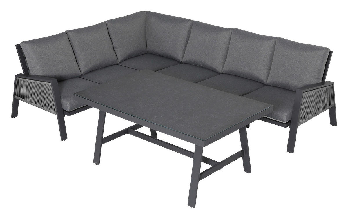 LOUNGEGARNITUR 219/279 cm Aluminium  - Anthrazit/Grau, Design, Glas/Textil (219/279cm) - Amatio